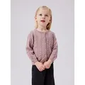 Name It Strickjacke NMFBANNI für Mädchen mit Ajour-Strick und Rippbündchen unifarben, casual, regular fit, Baumwolle, Rundhals rosa 74 EU