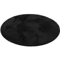 Pergamon Luxus Super Soft Hochflor Teppich Silky Rund Schwarz 200x200cm