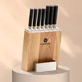 Klarstein Messerblock mit Messer, 7-Teiliges Set mit Block, 7 Küchenmesser & Holz, Scharfes Stahl-Messerset, Kratzfest, Japanisch Inspiriertes für Profiköche