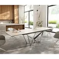 DELIFE Esstisch Edge, Keramik Laminam®Travertino Bianco Creme-Weiß 200-300x100 Spider Flachs 200 cm x 78 cm x 100 cm