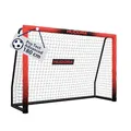HUDORA Fußballtor Pro Tect 180 Advanced – Outdoor Fußballtor mit Netz und wetterfester Ummantelung für Kinder/Erwachsene – Einfacher Aufbau im Garten – Torwand mit Reiß- und Klettverschlüssen – red
