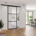 Schiebetür Glas Tür Glasschiebetür gerahmt schwarz klarglas 880x2035 Nischentür  -  ohne SoftClose