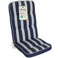 Herlag Hochlehner-Polsterauflage Tilly 123x50x7cm | Stuhlauflage Blockstreifen 7cm | Auflage Hochlehner-Gartenstuhl | Deluxe-Serie extra hoher Komfort | Öko Tex 100 | Blau-Gestreift