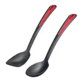 Westmark Küchenhelfer-Set, 2tlg., Je 1x Brat- u. Gemüselöffel und Pfannenlöffel, Innenliegende Skala: 15, 30 u. 40 ml, Kunststoff, Gallant, Schwarz/Rot, 296122E6