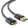deleyCON 1m Micro USB 3.0 Kabel - Datenkabel für bis zu 5 Gbit/s - Ladekabel für Handy Smartphone Tablet Externe Festplatten - USB A-Stecker zu Micro B-Stecker Schwarz