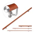 Relaxdays Handlauf Aluminium, rund, Treppengeländer innen, außen, Eiche-Optik, 100 cm, Ø 42mm, mit Wandhalterung, braun