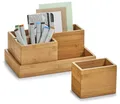 Zeller Schreibtisch-Organizer 4tlg-Set natur Bambus 3 Fächer 28,0 x 17,7 x 11,0 cm 25387