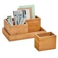 Zeller Schreibtisch-Organizer 4tlg-Set natur Bambus 3 Fächer 28,0 x 17,7 x 11,0 cm