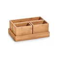Organizer-Set 4-teilig Bambus – 3 Kästchen + Tablett, 28×17,7×11 cm