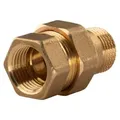 Messing Gewinde-Fitting Verschraubung gerade flachdichtend 1/2"IG - 1/2"AG (DN 15) - schwere Ausführung