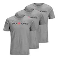 JACK & JONES Herren Shirts T-Shirts Logo Tee Crew Neck 3er Pack, Farbe:Grau, Größe:2XL