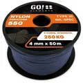 GO!elements Abspannleine Paracord 550 - 4mm, Paracord 550 aus reißfester Nylonschnur blau|grau 50m