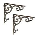 Relaxdays Regalwinkel antik, 2er Set Gr. M, Regalträger Gusseisen, Bronze