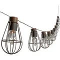 Dehner Solar Lichterkette Retro, mit 10 LED-Glühbirnen, warmweiß, Länge 330 cm, Metall, schwarz / braun - Braun/Schwarz