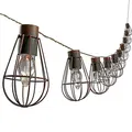 Dehner Solar Lichterkette Retro, mit 10 LED-Glühbirnen, warmweiß, Länge 330 cm, Metall, schwarz/braun