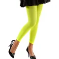 80er Jahre Leggings Neon-Grün Damen Strumpfhosen für Fasching und Mottopartys