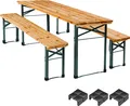tectake Bierzeltgarnitur 3-teilig Klappbar Tannenholz für 8 Personen