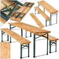 tectake® Bierzeltgarnitur klappbar, Biertisch Klapptisch mit 2X Bierbank, Gartenmöbel Set, Camping Zubehör, Klapptisch Esstisch, Camping Tisch faltbar, Balkontisch, Campingtisch klappbar