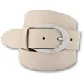 BERND GÖTZ Ledergürtel mit silberfarbener Schließe beige 110