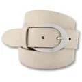 Ledergürtel BERND GÖTZ, Damen, Gr. 110, beige (sand), Rindsleder, unifarben, casual,modisch, Gürtel, mit silberfarbener Schließe