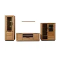 Lomadox Wohnwand GIUSTINO-06, (4-St., Vitrine Wandboard Lowboard Highboard), Eiche teilmassiv geölt, Massivholzfronten