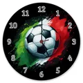Fußball Italien Flagge Wanduhr aus Alu EM 2024 Sportliches Design mit Ball in Landesfarben Grün Weiß für echte Fans
