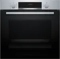 Bosch HBA514BS3 Serie 4 Einbaubackofen, 71 L, 60 cm breit, 3D-Heißluft, Hydrolytisch, Versenkknebel, Kindersicherung, Edelstahl, 