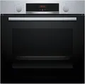 Bosch HBA514BS3, Serie 4, Einbau-Backofen 60 x 60 cm, LED-Display-Steuerung, Hydrolytische Reinigungshilfe, 3D-Heißluft für gleichmäßiges Backen auf 3 Ebenen, Schnellaufheizung, Edelstahl