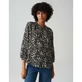 OPUS Kurzarmbluse FAMELIA Regular mit feiner Jacquard Struktur schwarz 38