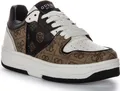 Guess Ancie Zwei Ton 4G Logo Schnürung Damen Kunstleder Trainer In Braun Weiß – 6 UK - 39 EU - 8.5 US / Brown White