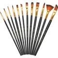 Acrylfarben Pinselset 12 Stück Nylon Holzgriff Malpinsel Kunstpinsel