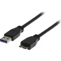 Deltaco USB 3.0 kabel, Typ A hane - Typ Micro B hane, 1m, svart (1 m, USB 3.2 Gen 1) (USB3-010S)