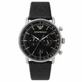 Emporio Armani Aviator Uhr AR11143 Herren Chronograph Leder Schwarz NEU OVP
