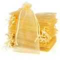 Naler Goldenes Organzasäckchen 10x15cm 120 Stück Geschenktüten Schmuck Verpack