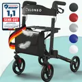 ELONEO Rollator Leichtgewichtrollator mit Stockhalter, Einkaufstasche & Rückengurt