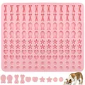 Backmatte Hundekekse, Silikon Backmatte Hundeleckerli 5 Formen in 1 BPA-Frei Backunterlage Backform für DIY Hundekekse und Leckerlis (130 Gitter, Halbkugel Fische Knochen Stern Herzform）