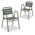 Liadomo Gartenstuhl 2er-Set Lesina - 2 Stück Stapelstuhl - Aluminium-Gestell dunkelgrün - wetterfest - stapelbar - Bistrostuhl - fertig montiert - für Garten, Terrasse, Balkon