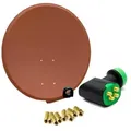 PremiumX Satelliten-Komplettanlage 80cm Satellitenschüssel Ziegelrot Quad LNB 8x F-Stecker, 1 SAT bis 4 Teilnehmer