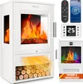 TRESKO® Elektrokamin mit Heizung inkl. Fernbedienung & WiFi App | Kamin elektrisch 1800W LED-Flammeneffekt Farbmodi | Kaminfeuer Thermostat, Timer | Elektro Kaminofen Standkamin 2 Heizstufen