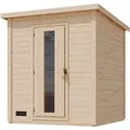 Chillroi 38 mm Saunahaus Melo 2 Naturbelassen mit Ofen 9kW mit Steuerung