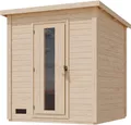Karibu 38 mm Saunahaus Melo 2 naturbelassen mit Ofen 9 kW integrierte Strg
