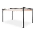 blumfeldt Pantheon Pergola Awnings, Pavillon Wasserdicht, Stabil & Winterfest, Gartenpavillon mit, Pavillon aus Metall, Terrassenüberdachung mit UV-Schutz, Polyester, 2,95 x 3,95 Meter,Grau/Sand