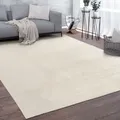 Paco Home Waschbarer Teppich Wohnzimmer Kurzflor Einfarbiger Moderner Stil Weich Creme 140x200 Cm