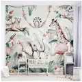 Bilderdepot24 Kindertapete Kinderzimmer Aquarell Afrika Tiere Wanddeko Giraffe Elefant Flamingo, Glatt, Matt, (Vliestapete inkl. Kleister oder selbstklebend), Mädchenzimmer Jungenzimmer Babyzimmer Bildtapete Fototapete Wandtapete grün 1.92 m x 1.92 m
