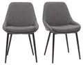 Miliboo - Stoffdesign-Stühle in Grau und Schwarzem Metall (2er Set) HOLO