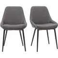 Stoffdesign-Stühle in Grau und Schwarzem Metall (2er Set) HOLO