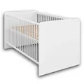 Stella Trading PAULA Sicheres Babybett mit 70 x 140 cm Liegefläche - Schönes Baby Gitterbett für einen geborgenen Schlaf in Weiß - 82 x 81 x 144 cm (B/H/T)