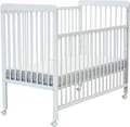 WEBABY - Babybett Holz mit rollen 60x120 LIVO Weiß| Kinderbett |Mit Verstellbarer Lattenrost 3 stufen |4 multidirektionale Räder mit Bremse