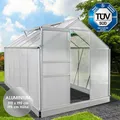 BRAST Gewächshaus Aluminium mit Fundament | 310x190x195cm | 6mm Hohlkammerplatten | rostfrei wetterfest temperaturbeständig | Silber