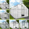 BRAST Gewächshaus Aluminium mit Fundament | 42 Modelle | 130x190x195cm - 490x250x235cm | TÜV geprüft | 6mm Hohlkammerplatten | rostfrei wetterfest temperaturbeständig | 310x190x195cm Silber